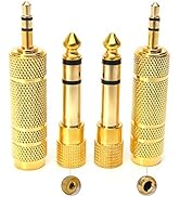 SiYear 3.5mm 1/8 inch TRS Plug to 6.35mm 1/4 inch Jack and 3.5mm Female to 6.35 Male Plug Gold Pl...