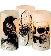 DRomance Halloween Flameless Flickering Candles Battery Operated with 6 Hour Timer White Real Wax...