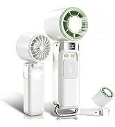 Toplepor Handheld Portable Fan, 4-in-1 USB Rechargeable Fan with Cooling Function &amp; Built-in LED ...