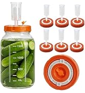 Hersolm Fermentation Kits for Wide Mouth Mason Jar, 6 Fermenting Lids with Date Marker 6 Airlocks...