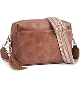 Roulens Triple Zip Small Crossbody Bag for women,Wide Strap Cell Phone Purse Shoulder Handbag Wal...