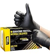 COOLJOB 8 Mil Disposable Nitrile Gloves, Diamond Textured Grip for Cleaning, Dying, Cooking, Wate...