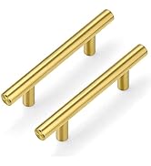 Plustool 30Pack 3''Hole Centers Gold Cabinet Handles-Brushed Brass Cabinet Pulls Gold Dresser Dra...