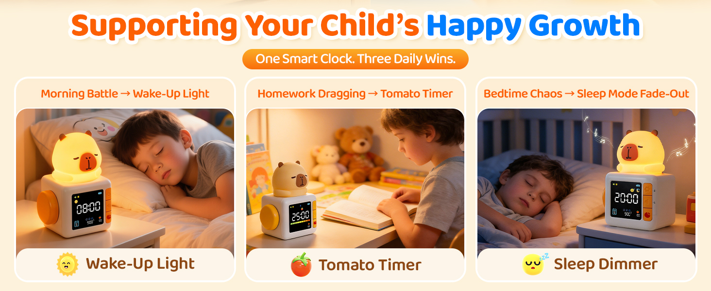 Capybara Kids Alarm Clock with Night Light 1464*600-2