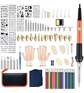 Fohil Wood Burning Kit for Adults with Gloves, 130pcs Wood Burning Pen Tool Set with Adjustable T...