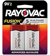 Rayovac Fusion 9V Batteries, Premium Alkaline 9V Battery (2 Count)