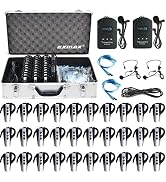 EXMAX EXD-6824 2.4G Wireless Tour Guide Headset System up to 328ft Voice Transmission Range for T...