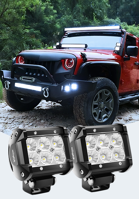 Nilight Led Pods 2PCS 18W Flood Off Road Lights Super Bright Driving Fog Light Boat Lights Driving