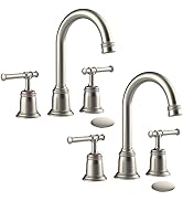 Classical 8 inch Bathroom Faucet, Bathroom faucets for Sink 3 Holes, Widespread Brushed Nickel Ba...