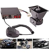9 Tones 200W Emergency Warning Police Siren Speaker PA System Kit with Handheld Microphone &amp; 2 Li...