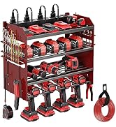POKIPO Power Tool Organizer Wall Mount with Charging Station, Extended Large Heavy Duty 4 Drill H...