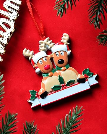 2022 Personalized Reindeer Family Cute Couple Deer Santa Claus Christmas