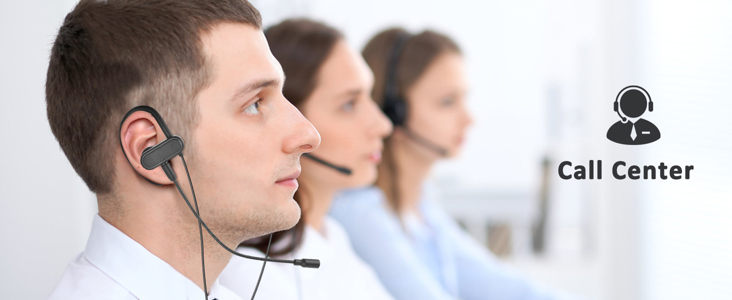 for Call Center USB-C Earbuds with Wrap Around Ear Hooks and Boom Mic EBM-C