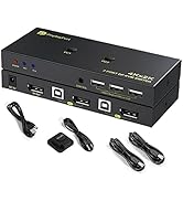 DisplayPort KVM Switch 2 Port, KVM Switch DisplayPort for 2 Computers Sharing 1 Monitor and 3 USB...