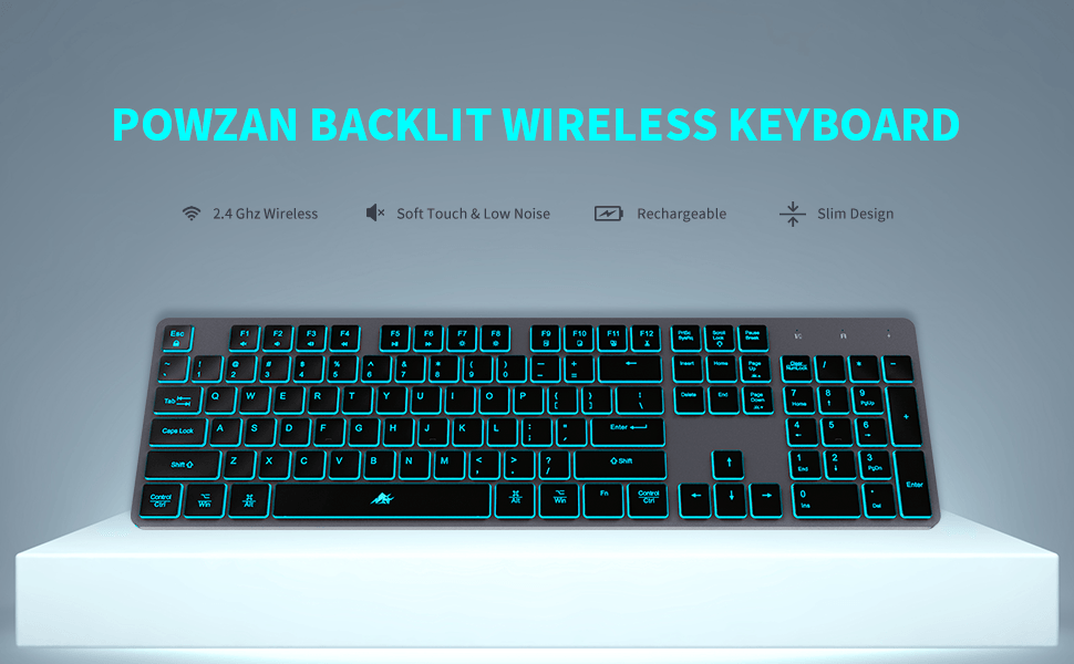 POWZAN Backlit Wireless Keyboard