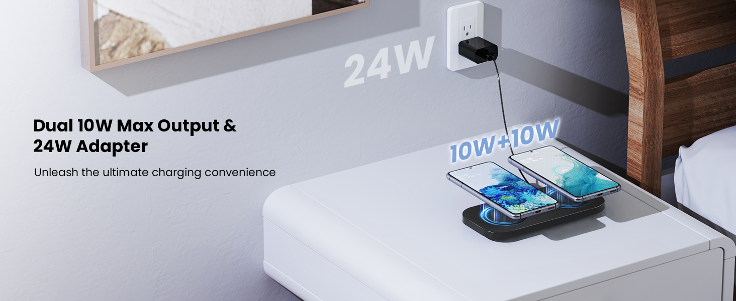 TAMOXI 2 In 1 Dual Wireless Charging Pad 10W Max