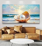 Seashells Pearls Pictures Canvas Wall Art Living Room Office Bedroom Wall Decor Sea Landscape Wal...