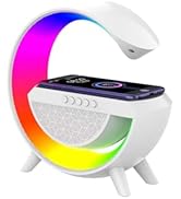 Pxujoqecg Table Lamp with Bluetooth Speaker, G Bedside Lamp with 15W Wireless Charger, Atmosphere...