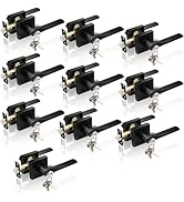 JO.KO Entry Door Lever with Lock and Key,Matter Black Exterior Door Handle for Office and Front D...