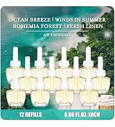 Plug In Refills Air Freshener 12 Pack – Ocean Breeze, Fresh Linen, Bohemia Forest, Winds in Summe...