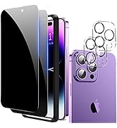 Fotbor for [2+2 Pack] iPhone 14 Pro Max Privacy Screen Protector with Camera Lens Protector, Priv...