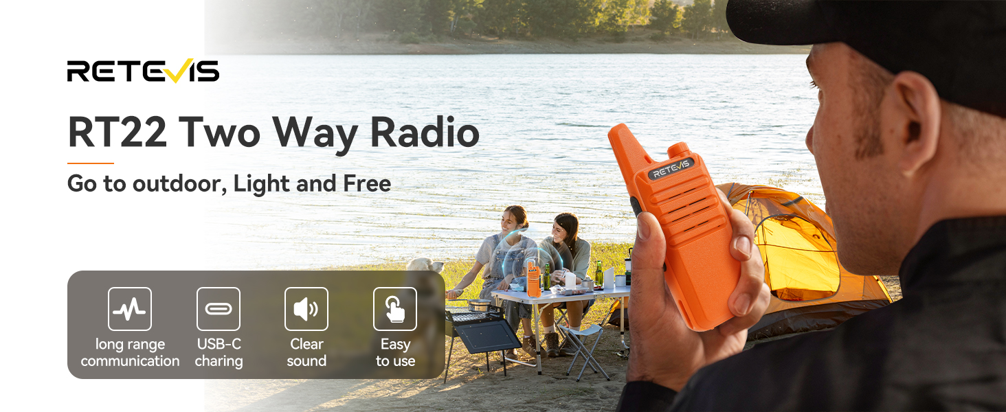 Retevis RT22 walkie talkies long range two way radios for school camping hiking hunting