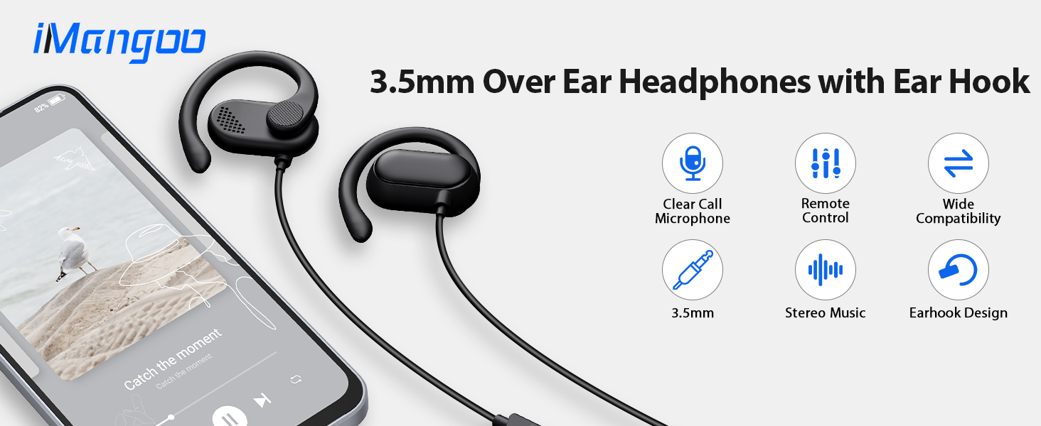 wired earbuds 3.5mm over ear open ear for kids students