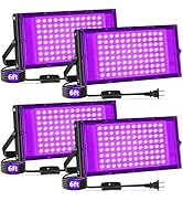 100W Black Lights with Switch+Plug, IP66 Waterproof, LED Blacklight Flood Light for Glow Party, H...