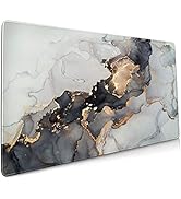 Gold Marble Extended Gaming Mouse Pad Non-Slip Rubber Base Large White Mousepad 35.4×15.7in with ...