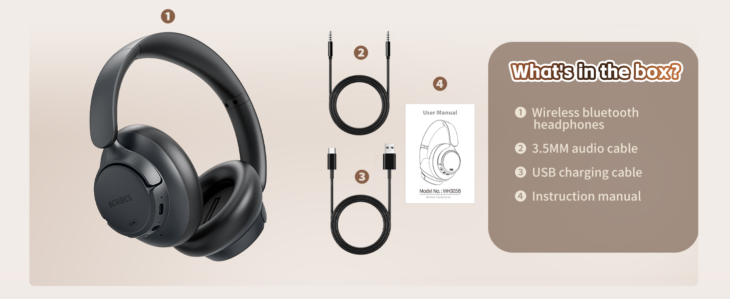 Noise Cancelling Headphones Bluetooth Headphones Wireless Headphones with Mic