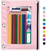 Forvencer Pencil Pouch for 3 Ring Binder with Smooth Zipper, Clear Window Pencil Case for Binder,...