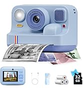 Instant Print Camera for Kids, Christmas Birthday Gifts for Girls Boys Age 3-15, 1080P Selfie Por...