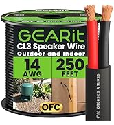 GEARit 14 Gauge Speaker Wire Cable,UL CL3 Rated 14 Gauge Wire 250ft,Copper Wire with Polarity Mar...