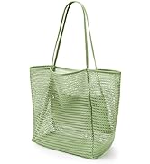 KALIDI Beach Mesh Tote Bag, Casual Tote Bag Hobo Women Foldable MAX 23L Shoulder Bag For Beach Pi...