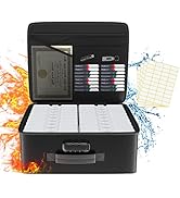 Fireproof Safe Photo Storage Box with 18 Inner 4" x 6" Clear Photo Cases, Portable Photo Organize...