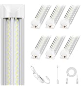 ELEKICO 6 Pack 100w 8ft Led Shop Light, Super Bright 15000lm 5000k V Shape 8' Led Shop Lights, Li...