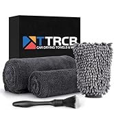 2 Pack 1300 GSM Microfiber Car Drying Towel, with Car Wash Mitt, Car Detailing Brush, Ultra-Absor...