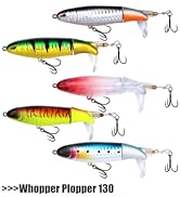 EXAURAFELIS 5PCSFishing Lures Whopper Popper Fishing Lure Bass Whopper Lures Kit Plopping Bass Lu...