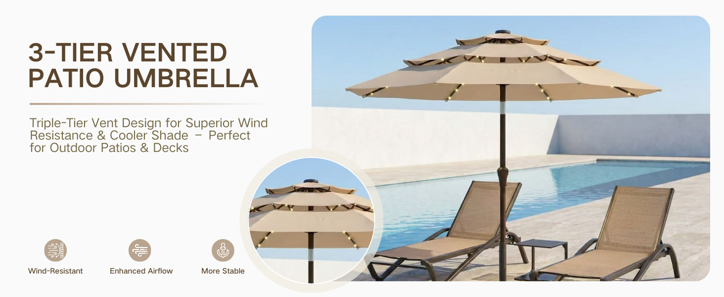 3 tier patio umbrella led