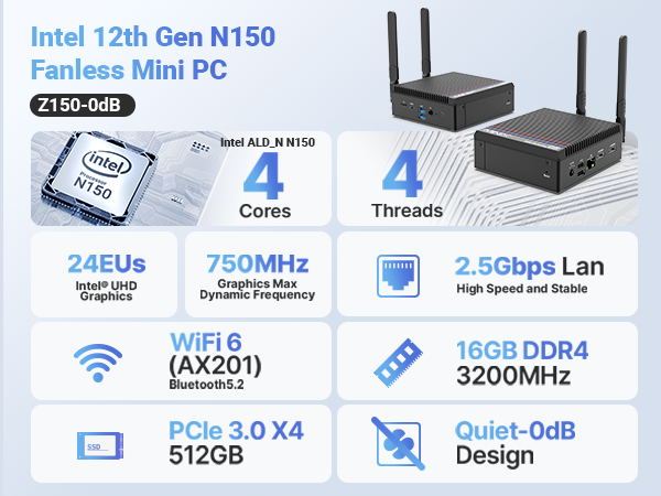 MINIX Z150-0dB Fanless Mini PC