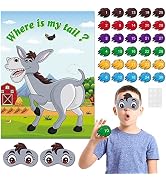 NEBURORA Pin The Tail on The Donkey, Party Game with 30 Pcs Tails for Kids Birthday Party Carniva...