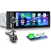 Single DIN Wireless Car Stereo with Wireless CarPlay &amp; Android Auto, 6.28" in-Cell IPS Touchscree...