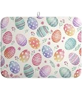 Wnoesat Easter Dish Drying Mat for Kitchen Counter Easter Spring Colorful Eggs Floral Drying Mats...