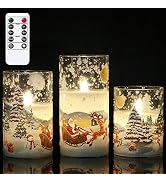 DRomance Santa Claus Glass Flameless Candles Battery Operated Remote and Timer Real Wax LED Flick...