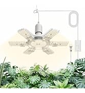 SANSI Hanging Grow Lights for Indoor Plants, 60W High PPFD Full Spectrum with Timer, 180° Adjusta...