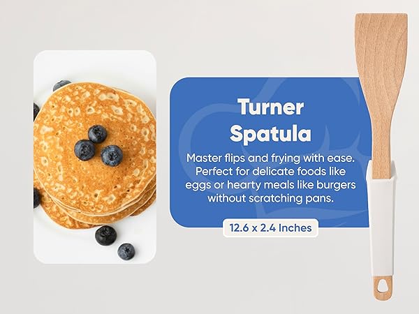 Wooden Utensils Set White Turner Spatula