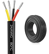 Firmerst 24 Gauge 100 Feet 4 Conductor Tinned Copper Electrical Wire for Lighting, Speakers, Low ...