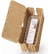 Handmade Cable Management Box Brown, Imitation Rattan Cord Organizer Cord Hider Box, Cable Organi...