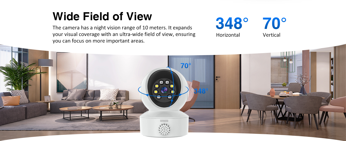 EVERSECU Smoke &amp; Gas Detection Home Security Camera with Sound Alarm 