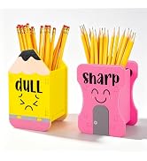 AnyDesign 2 Pcs Pencil Holders Sharp Dull Holder Funny Cartoon Pencil Sharpener DIY Wooden Dispen...